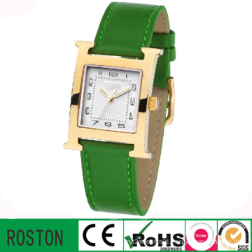 Square Case Brown Leather Watches Men